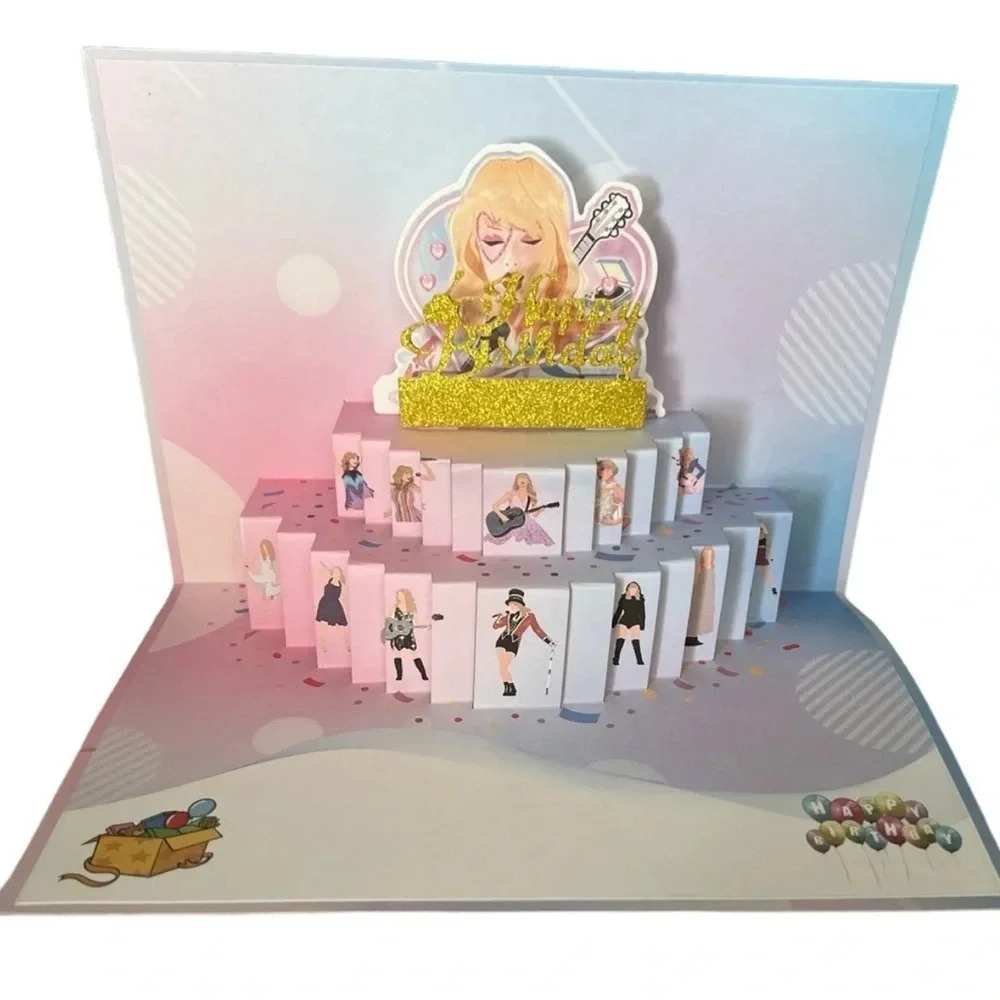 Taylor Swift Happy Birthday Card Swiftie Gift Eras Tour Pop Up 2 Card Set